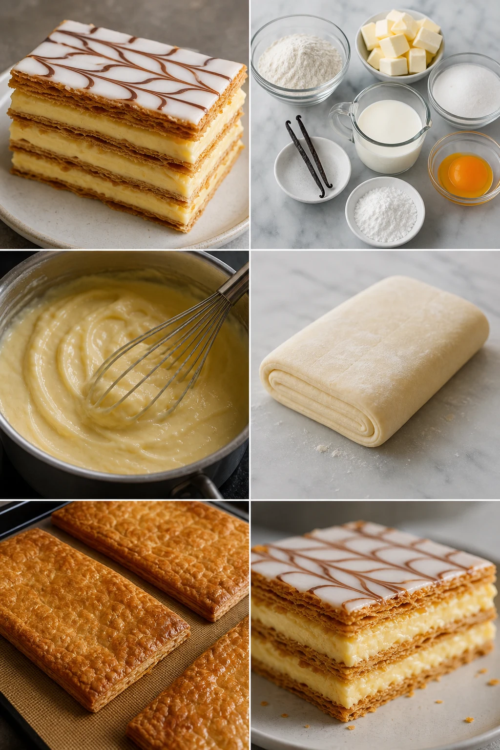 Portion terminée de Mille-feuille français préparée dans une version plus légère