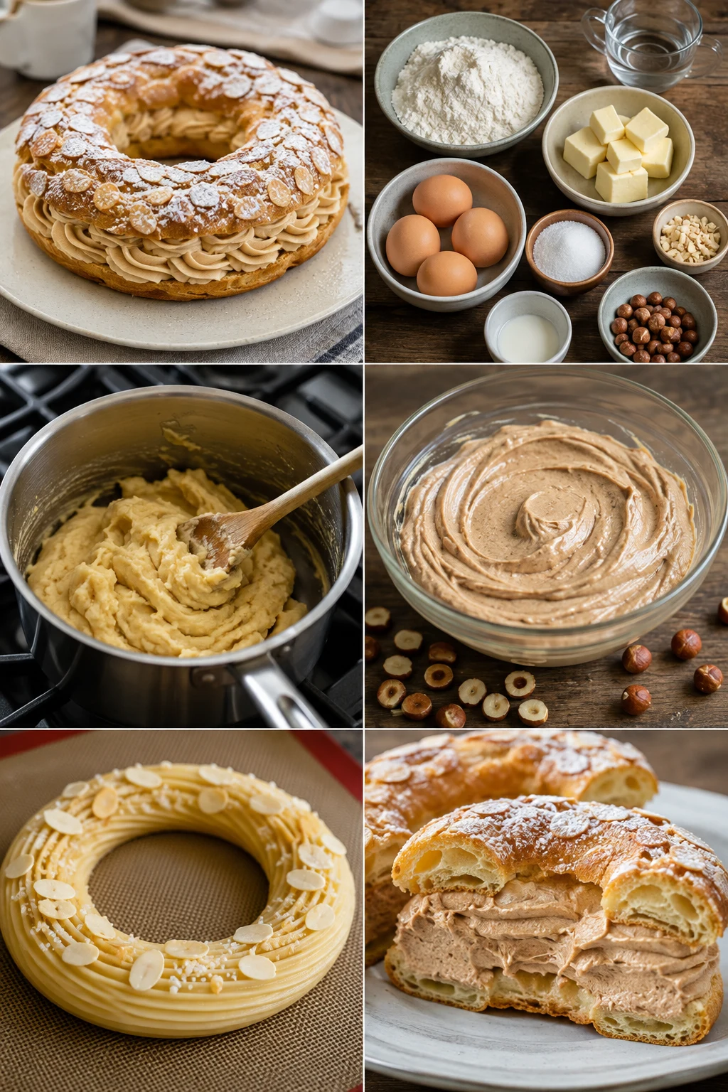 Portion terminée de Paris-Brest français préparée dans une version plus légère