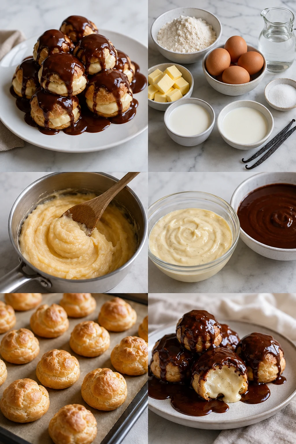 Portion terminée de Profiteroles français préparée dans une version plus légère