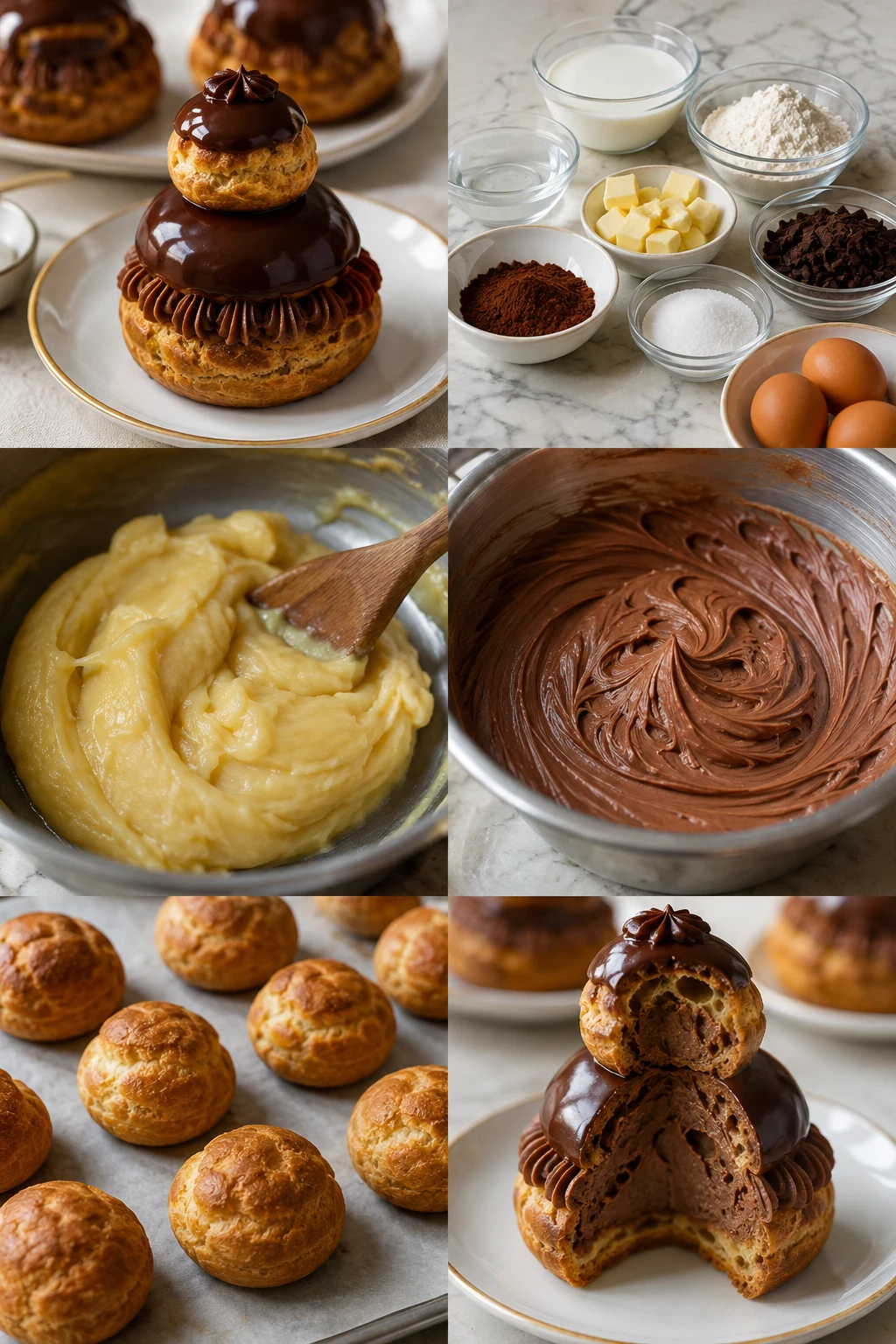Portion terminée de Religieuse au chocolat français préparée dans une version plus légère