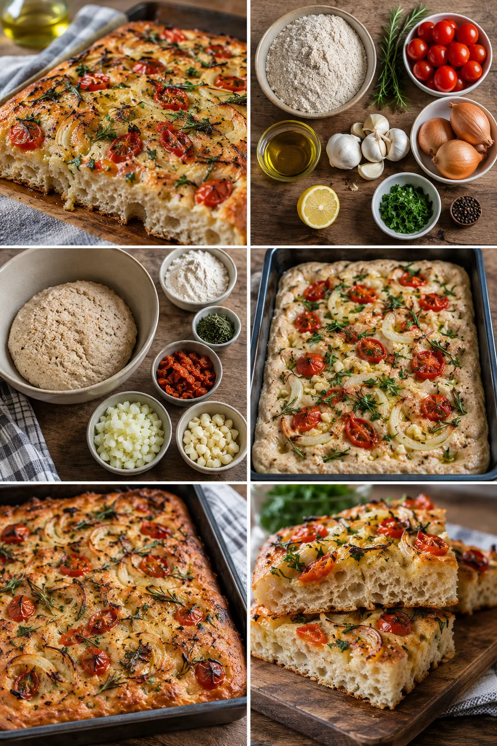 Focaccia lakše i jasnijeg okusa: tijesto stisni tanko, a ulje nanesi kistom samo po udubinama. Focaccia zadržava domaći karakter kada se tijesto stisni tanko, a ulje nanesi kistom samo po udubinama; približno 330–450 kcal po porciji.