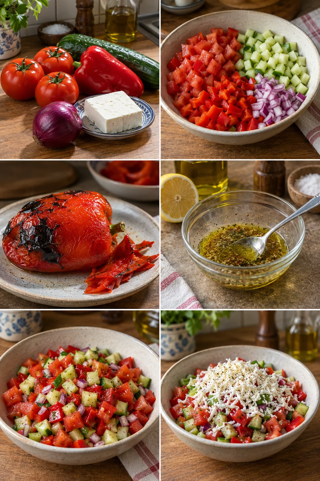 Šopska salata, lakša domaća verzija spremna za posluživanje