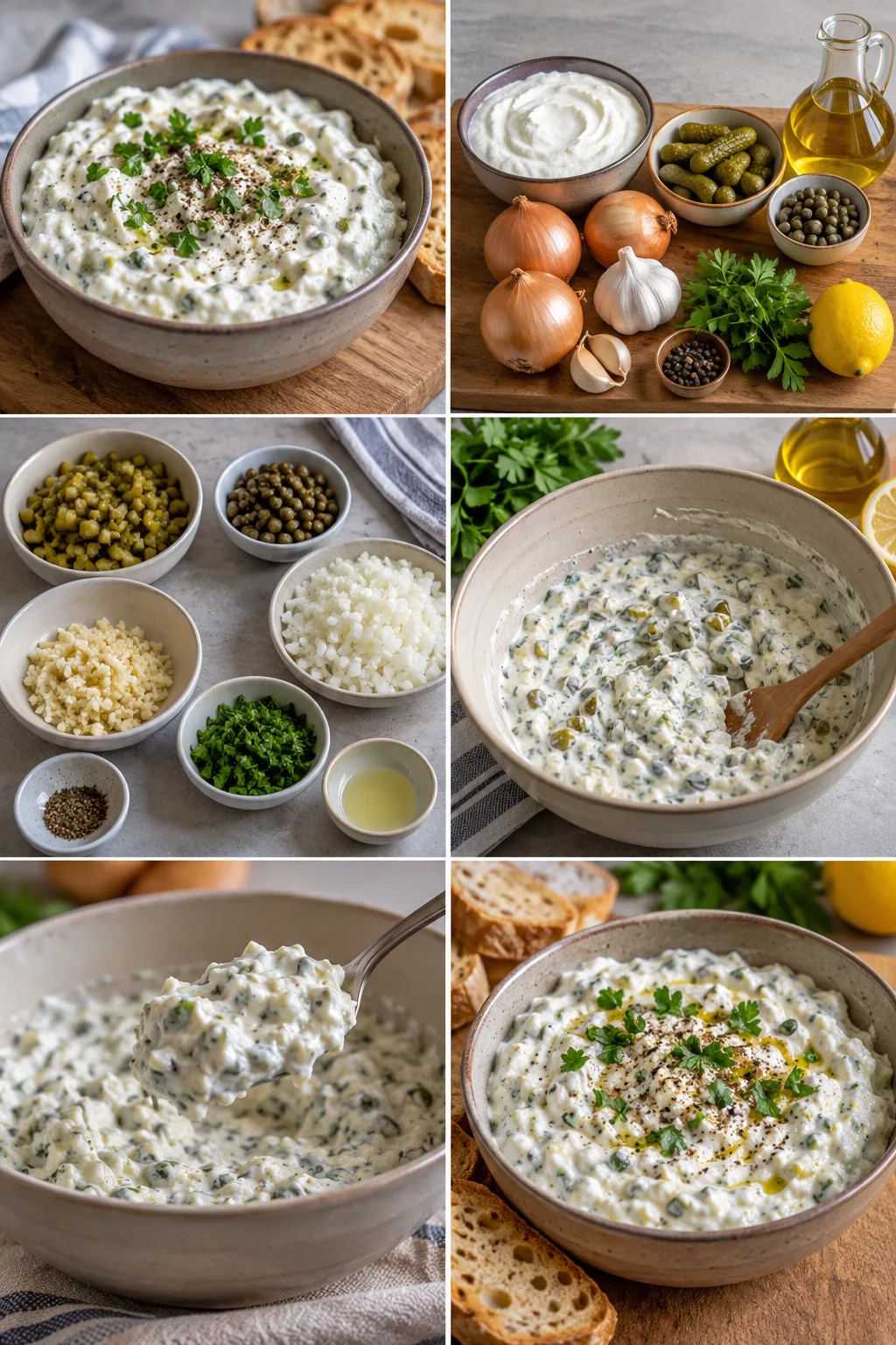 Tartar umak lakše i jasnijeg okusa: kisele krastavce dobro ocijedi i umak veži gustim jogurtom. Tartar umak zadržava domaći karakter kada se kisele krastavce dobro ocijedi i umak veži gustim jogurtom; približno 330–450 kcal po porciji.