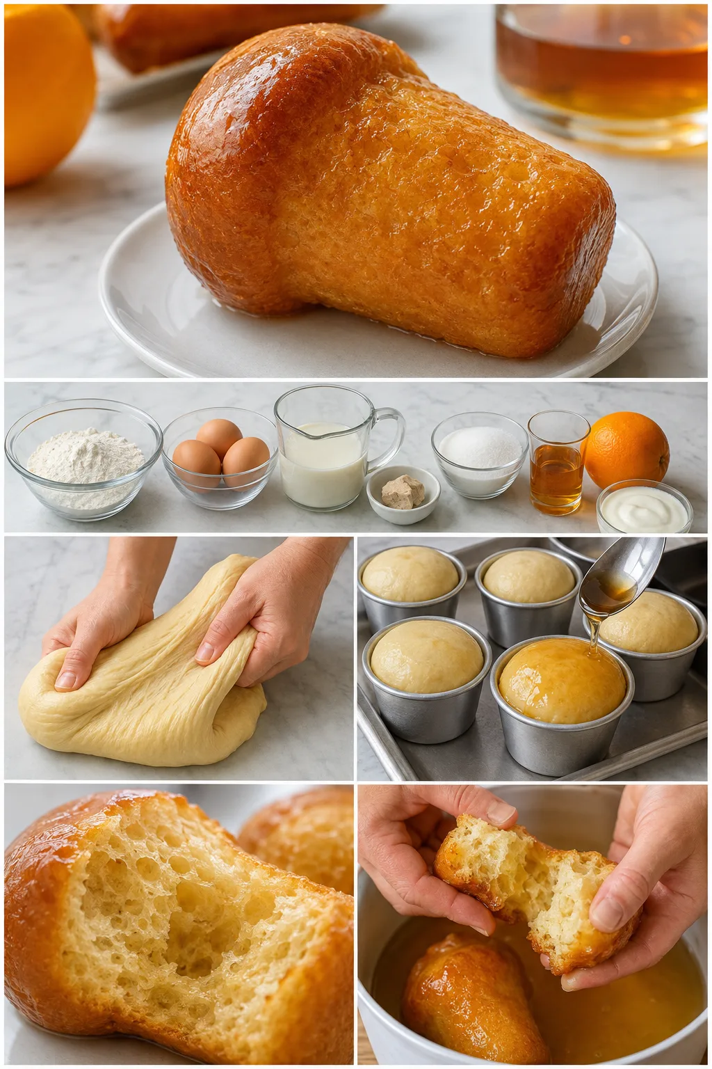 Babà napoletano italiano finito e servito in una versione casalinga più leggera