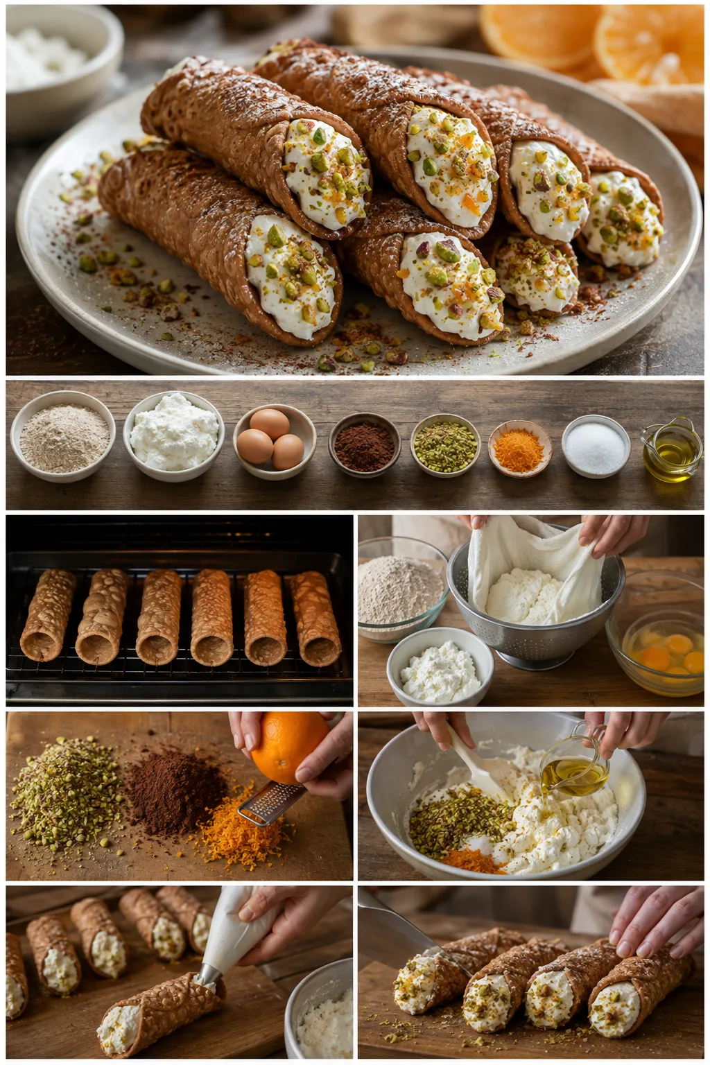 Cannoli siciliani italiano finito e servito in una versione casalinga più leggera