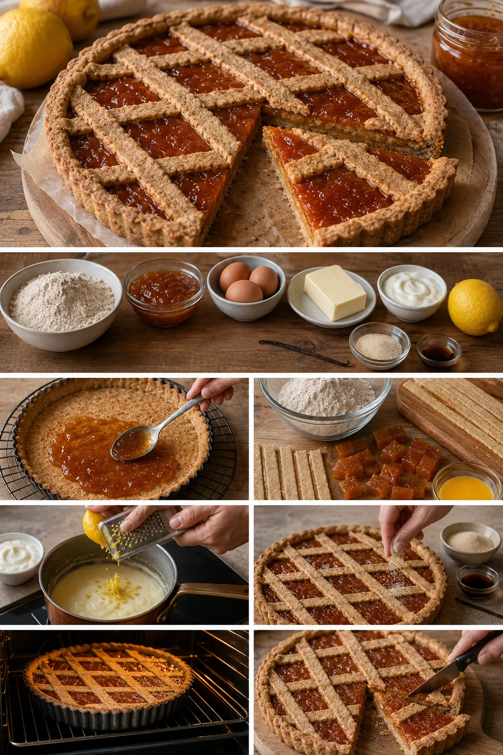 Crostata alla marmellata italiano finito e servito in una versione casalinga più leggera