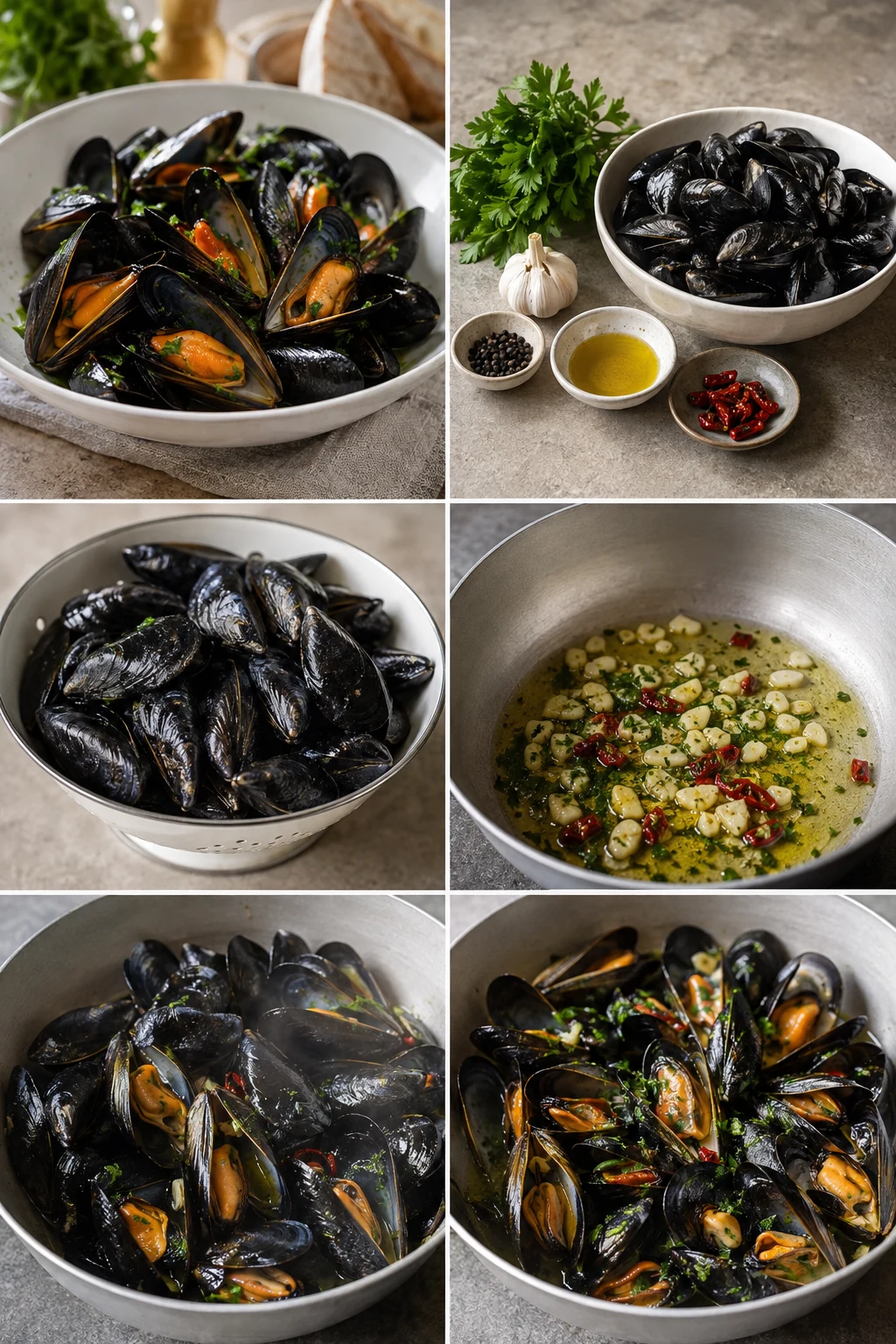 Impepata di cozze italiano finito e servito in una versione casalinga più leggera