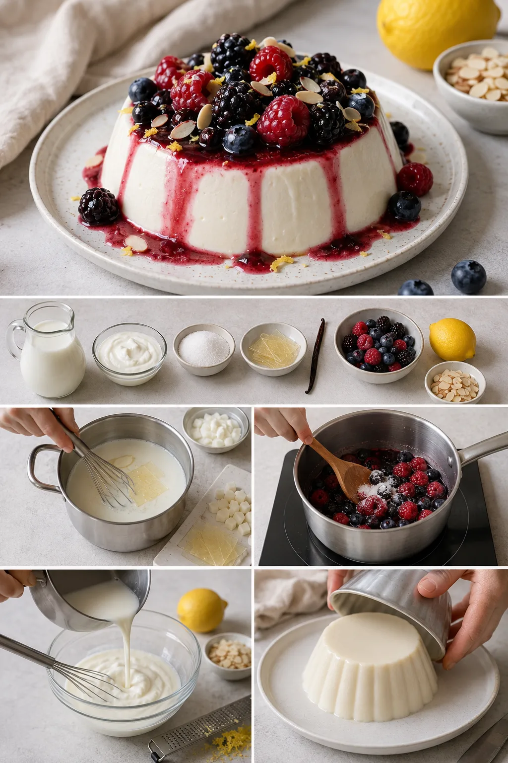 Panna cotta italiano finito e servito in una versione casalinga più leggera