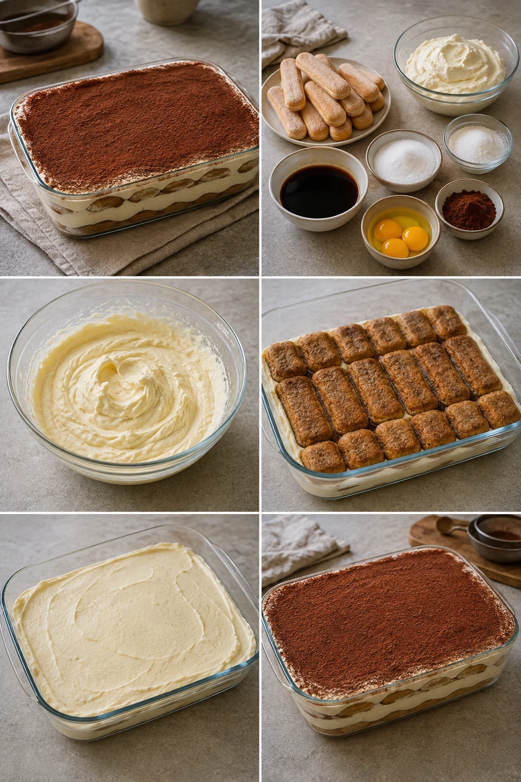 Tiramisù italiano finito e servito in una versione casalinga più leggera