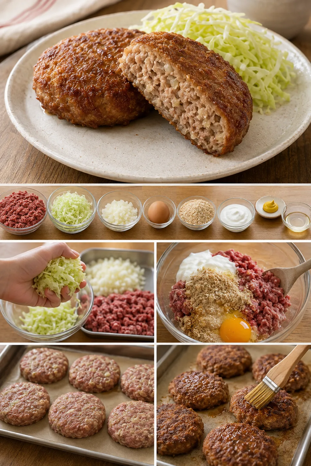油と量を整えて盛り付けた軽いメンチカツ