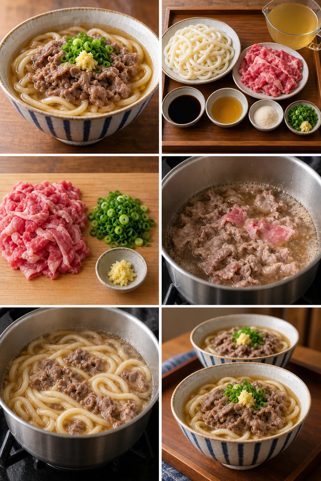 完成した二人分のヘルシーな肉うどん