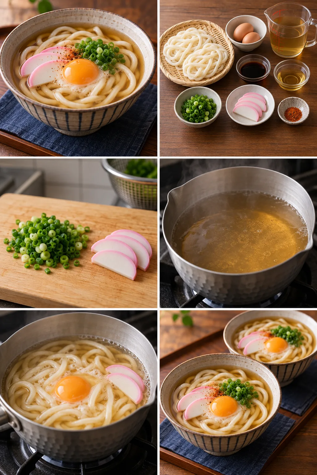 完成した二人分のヘルシーな月見うどん
