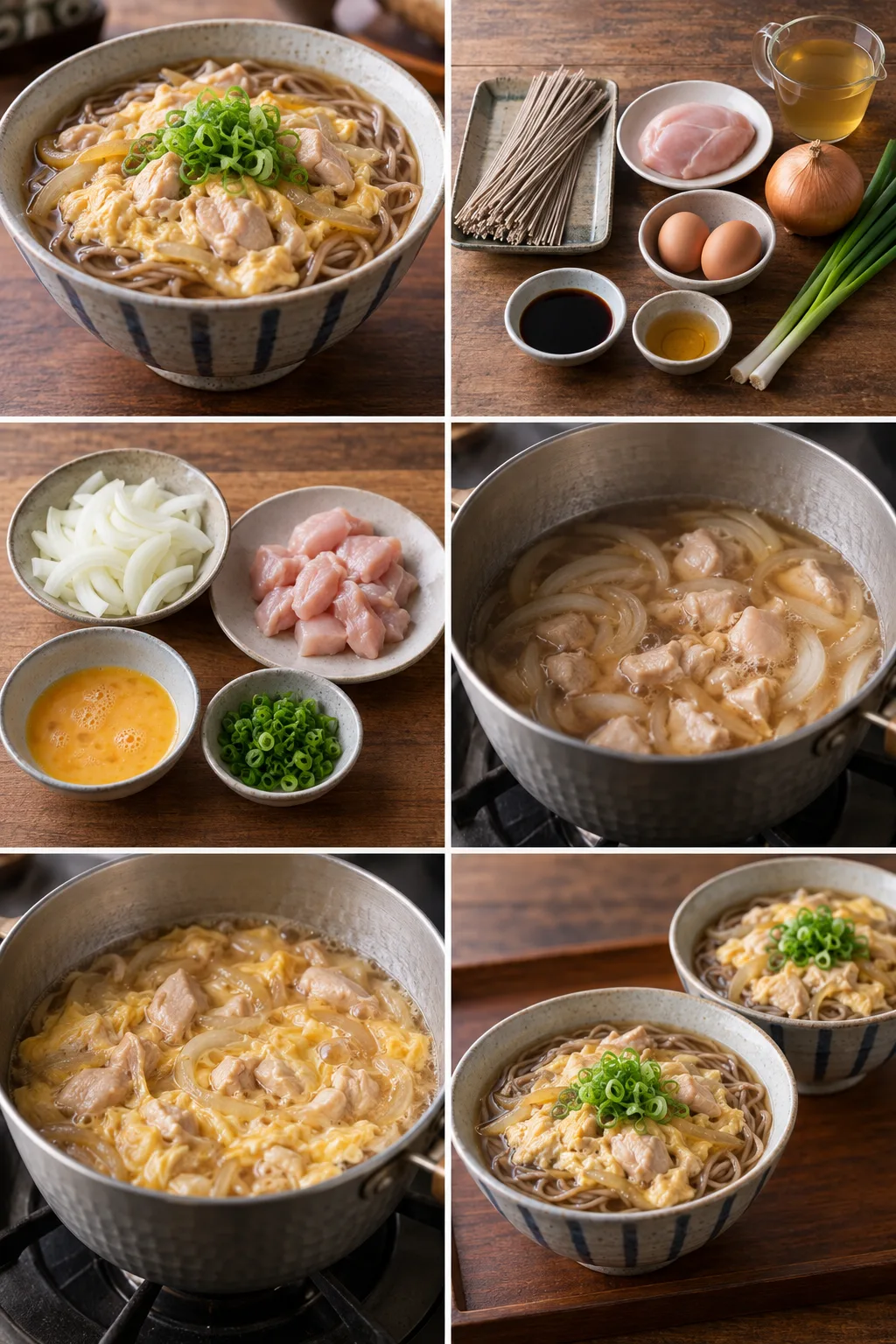 完成した二人分のヘルシーな親子そば
