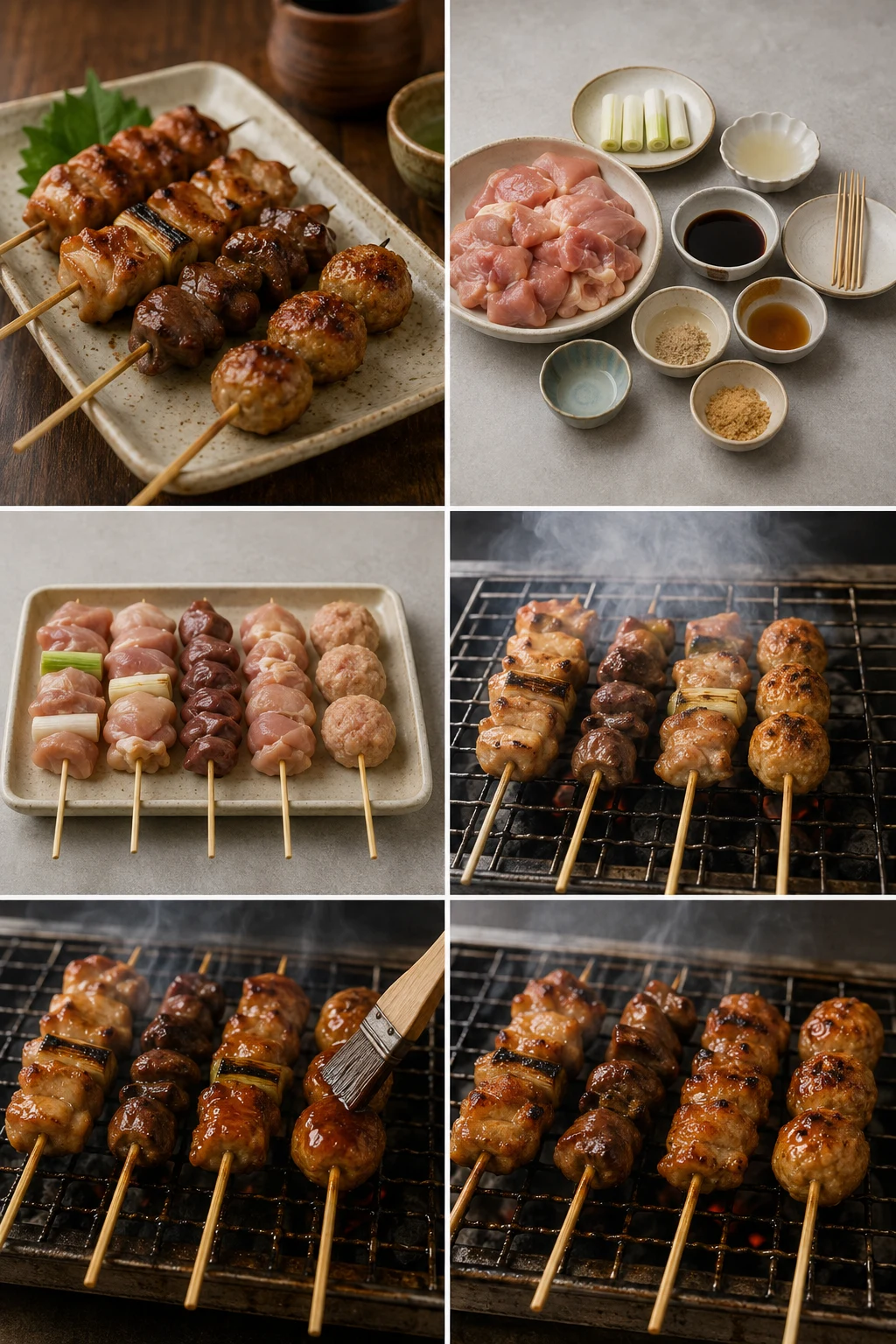 油と量を整えて盛り付けた軽い焼き鳥