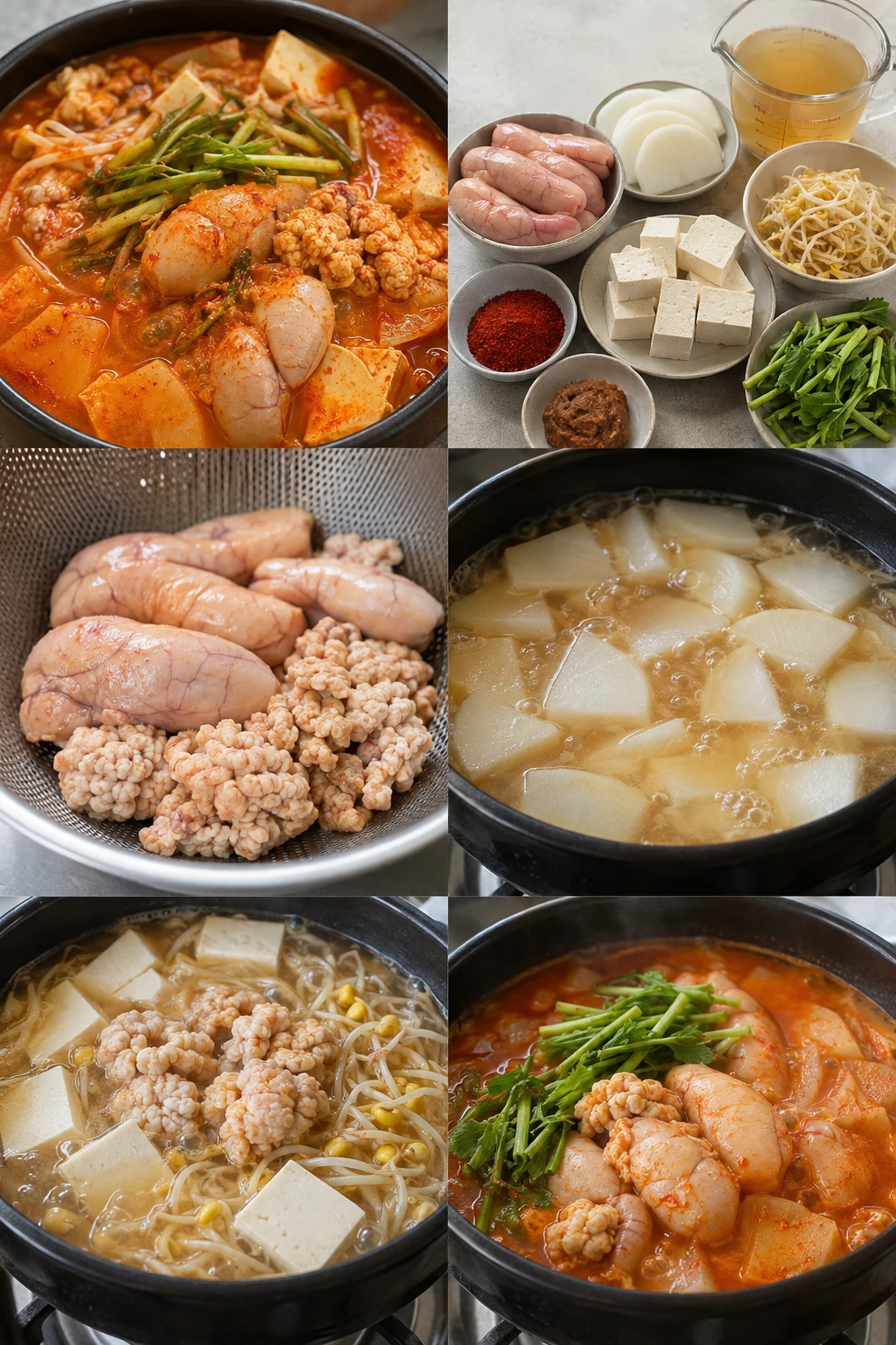 한국 식탁에 차린 가볍게 조리한 알탕
