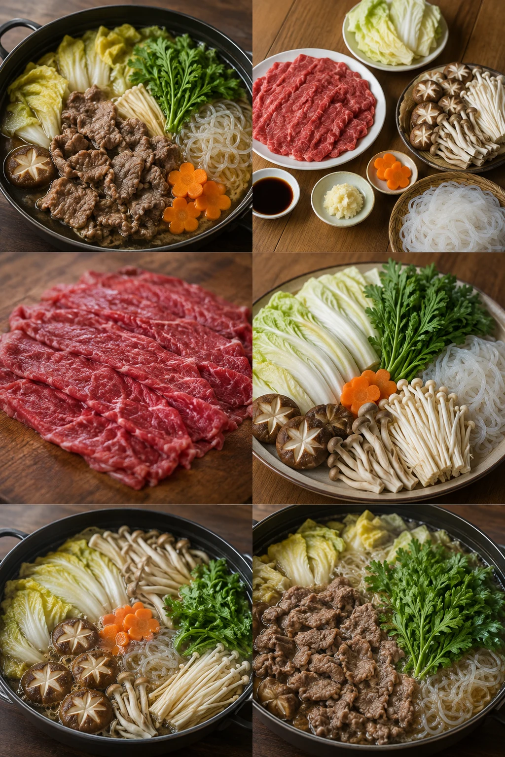한국 식탁에 차린 가볍게 조리한 소고기전골