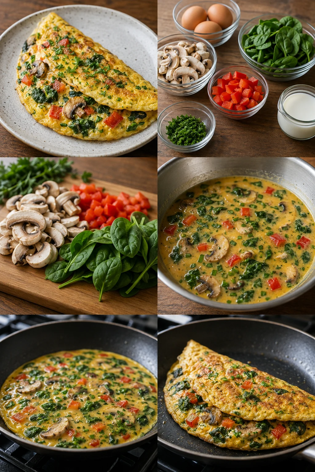 Lichtere Nederlandse Omelet met groenten in een afgewogen portie