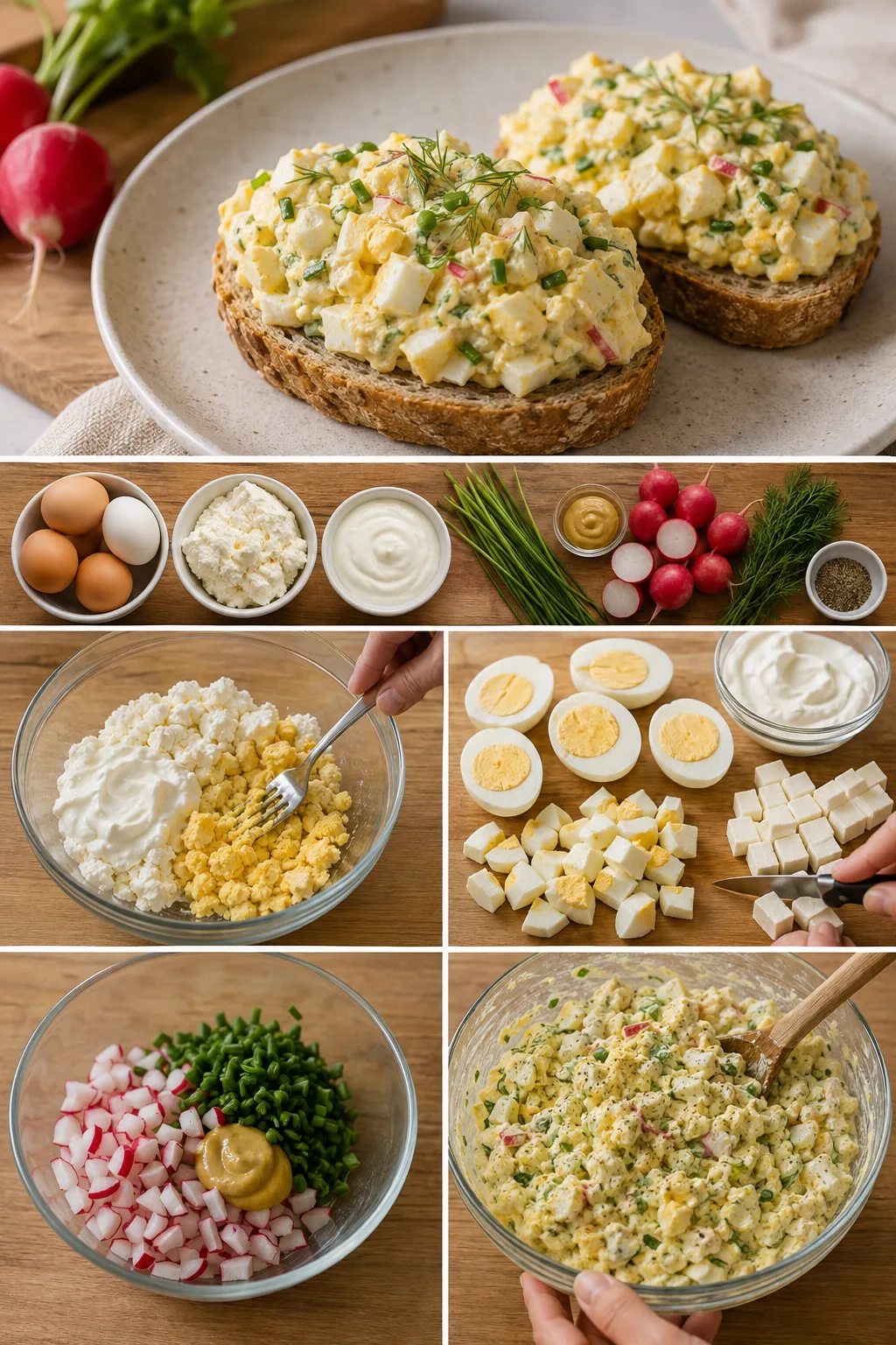 Lżejsze polskie danie Pasta jajeczna podane w odmierzonej porcji