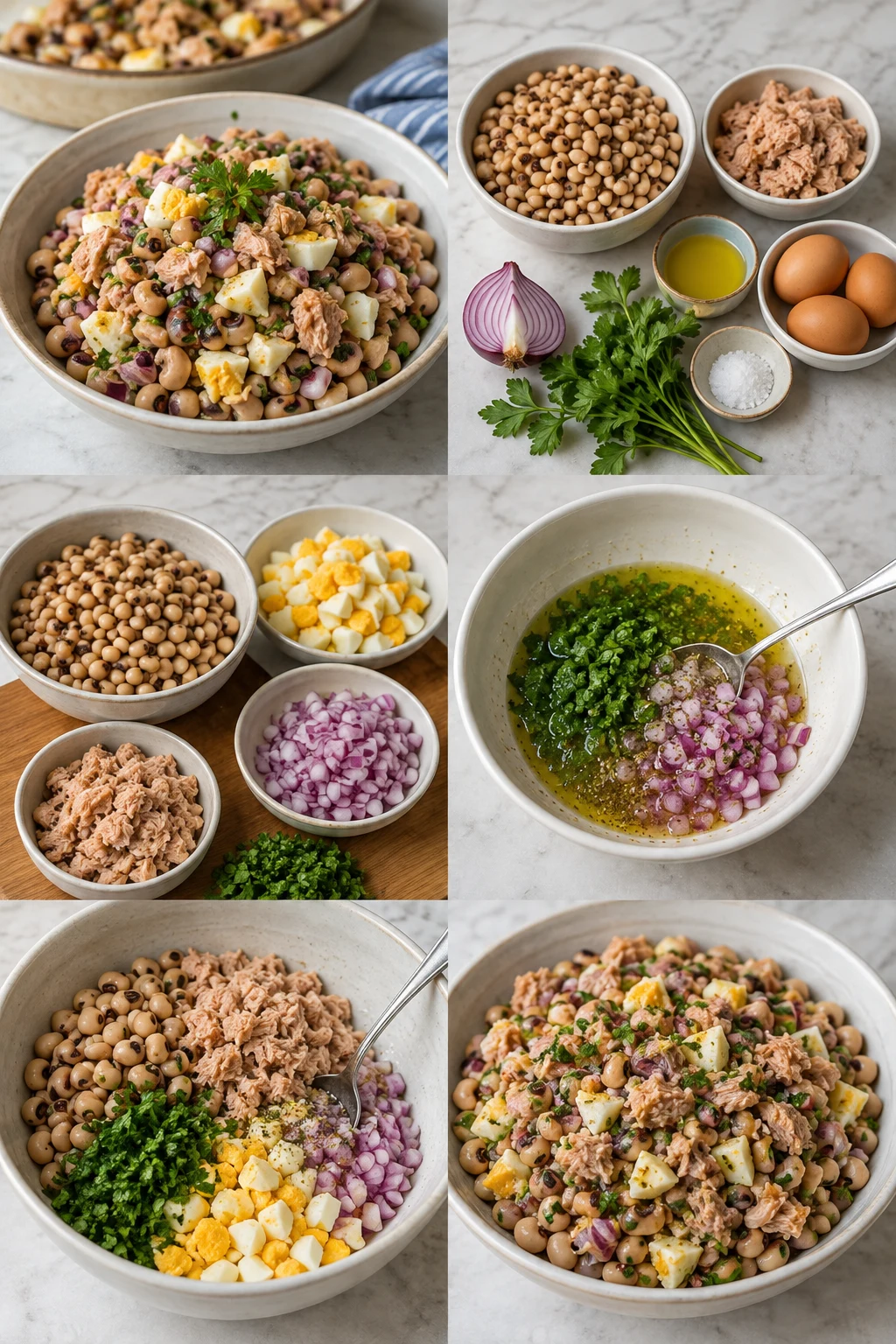 Feijão-frade com atum português mais leve numa dose medida