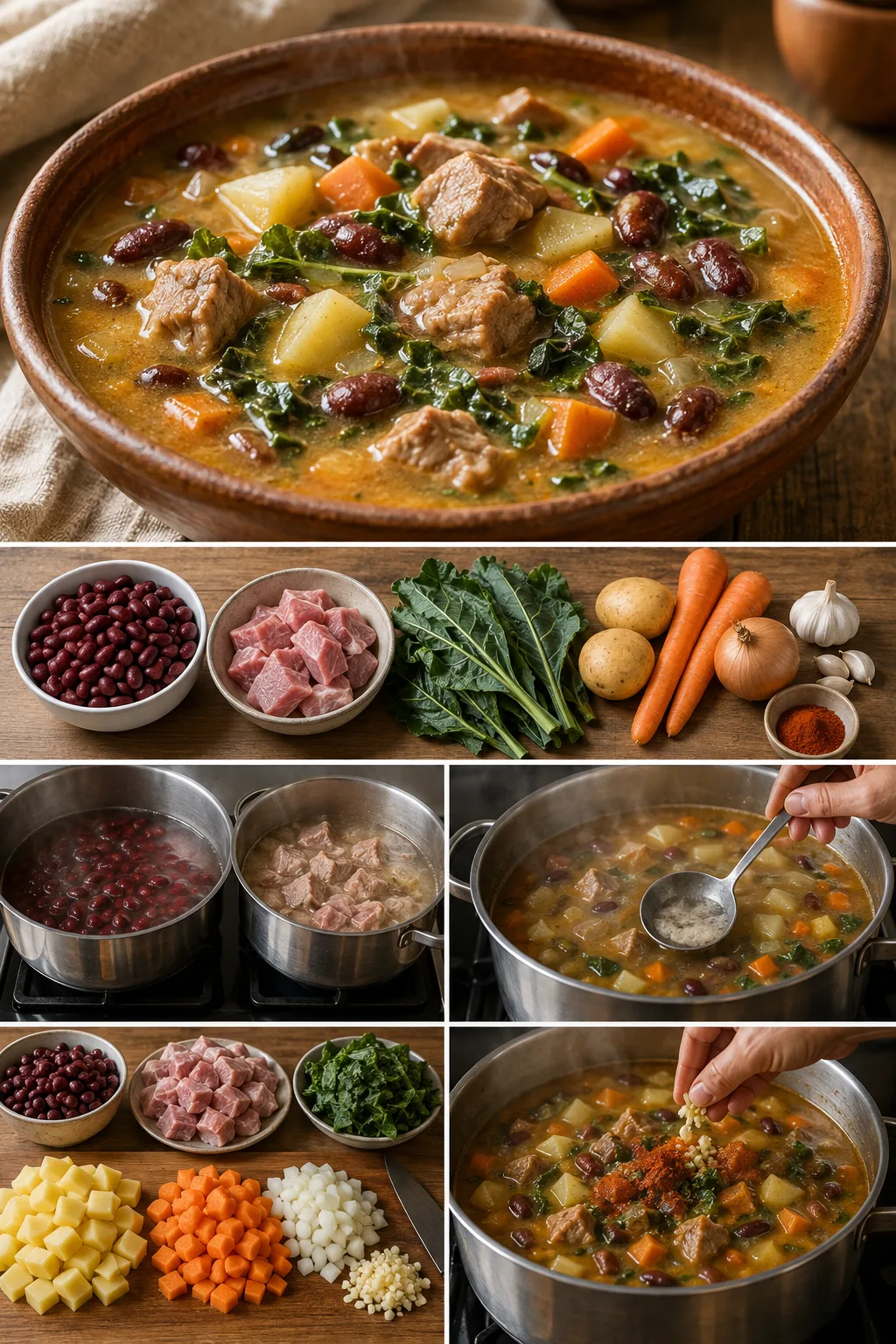 Sopa da pedra português mais leve numa dose medida