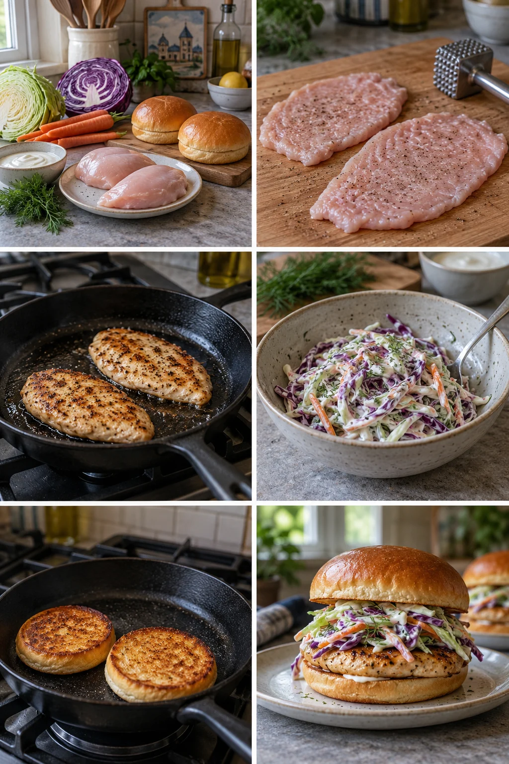 Piščančji burger — lažja domača različica pripravljena za postrežbo