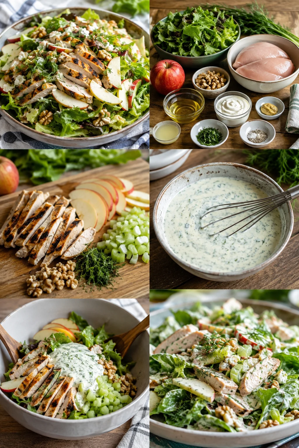 Lättare svensk Kycklingsallad serverad i en uppmätt portion