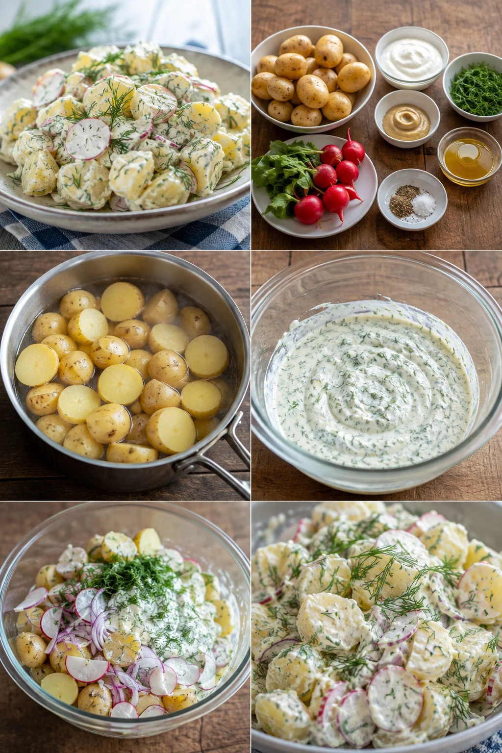 Lättare svensk Potatissallad serverad i en uppmätt portion