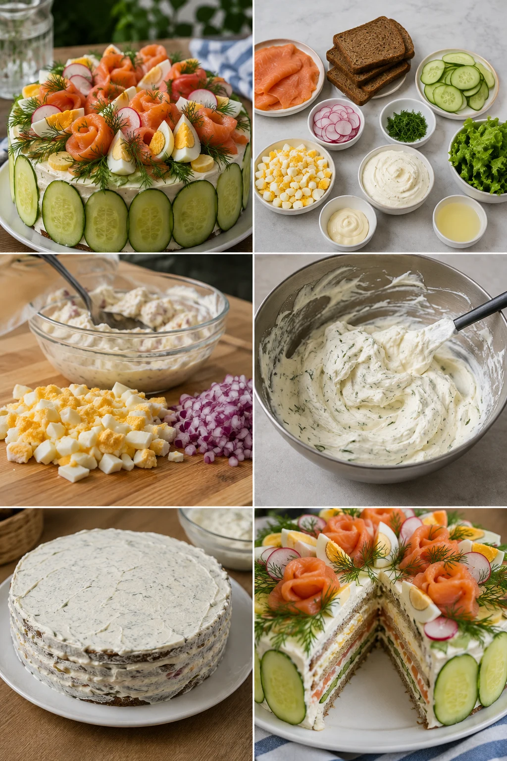 Lättare svensk Smörgåstårta serverad i en uppmätt portion