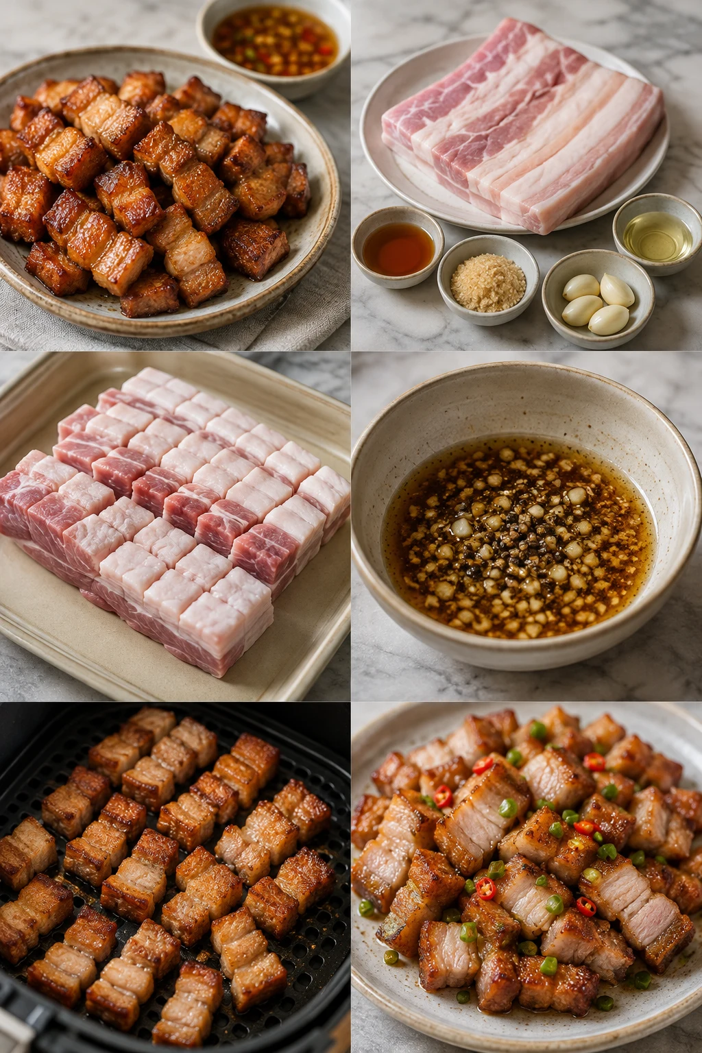 หมูสามชั้นทอดน้ำปลา แบบไทยที่เบาลงในปริมาณตวงชัดเจน