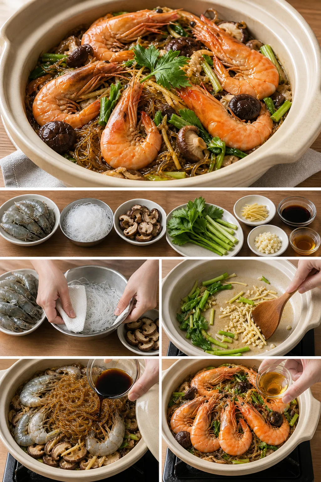 กุ้งอบวุ้นเส้น แบบบ้านที่เบาลงและยังคงหน้าตาคุ้นเคย