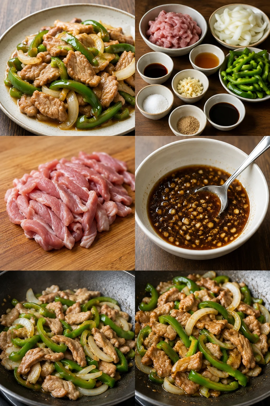 หมูผัดพริกหยวก แบบไทยที่เบาลงในปริมาณตวงชัดเจน