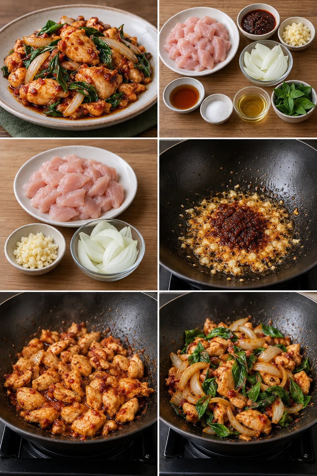 ไก่ผัดพริกเผา จานเบาสำหรับสองที่ที่ปรุงเสร็จแล้ว