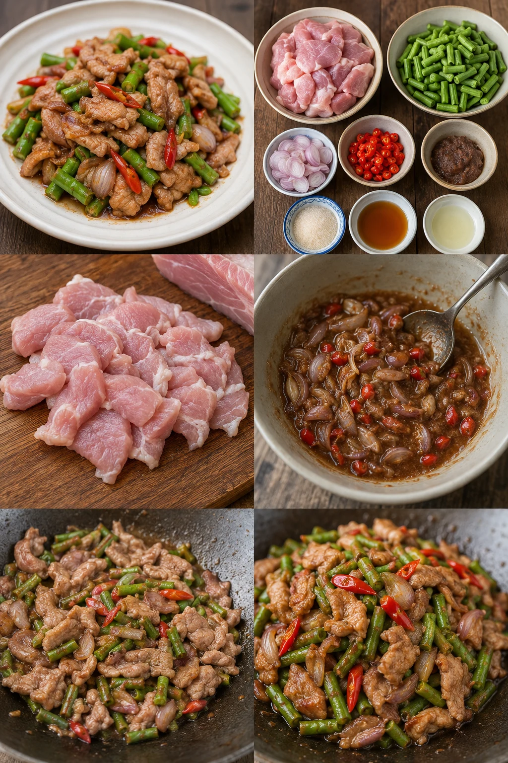 หมูผัดกะปิ แบบไทยที่เบาลงในปริมาณตวงชัดเจน