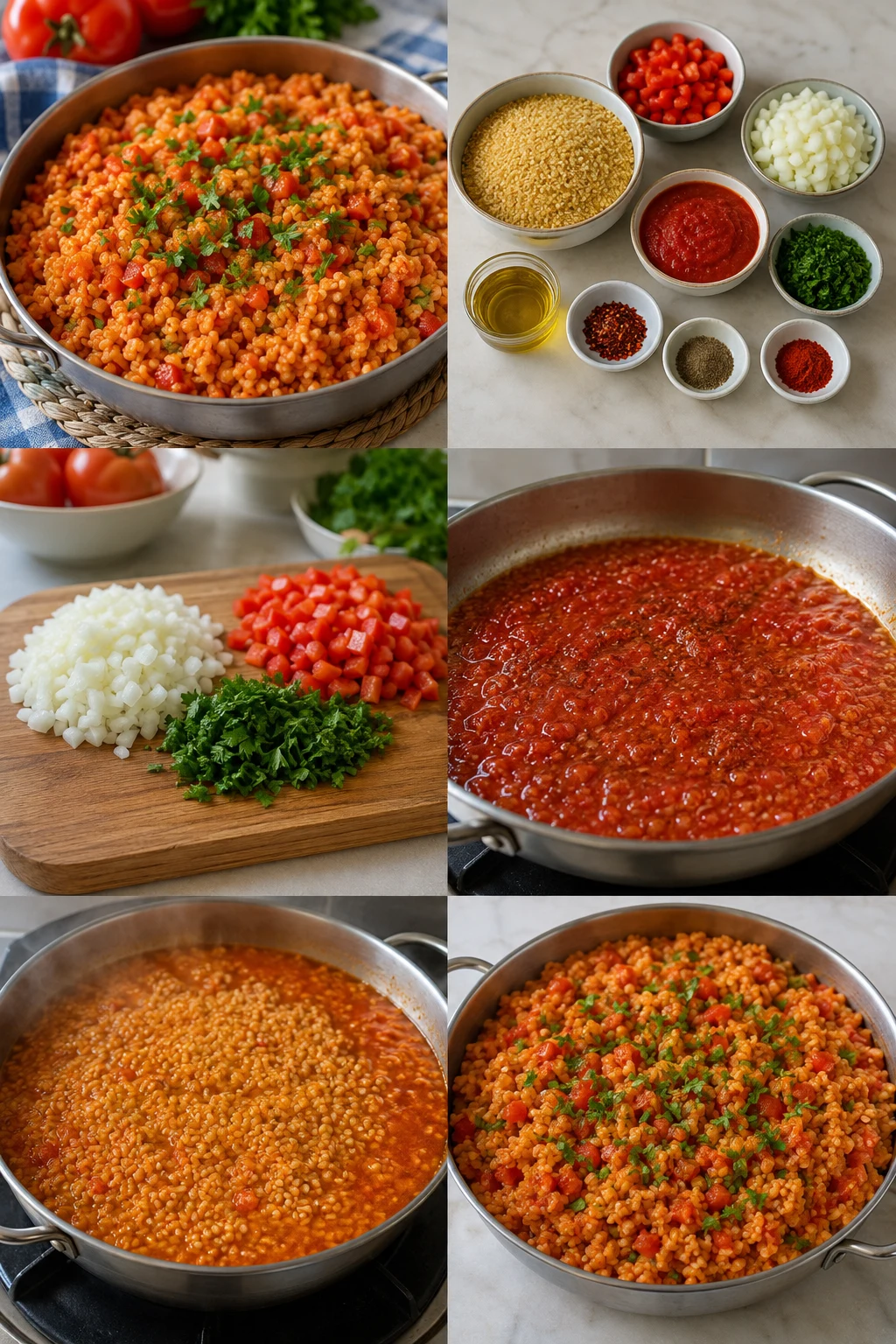 Ölçülü yağ ve porsiyonla hazırlanmış daha hafif Domatesli bulgur pilavı