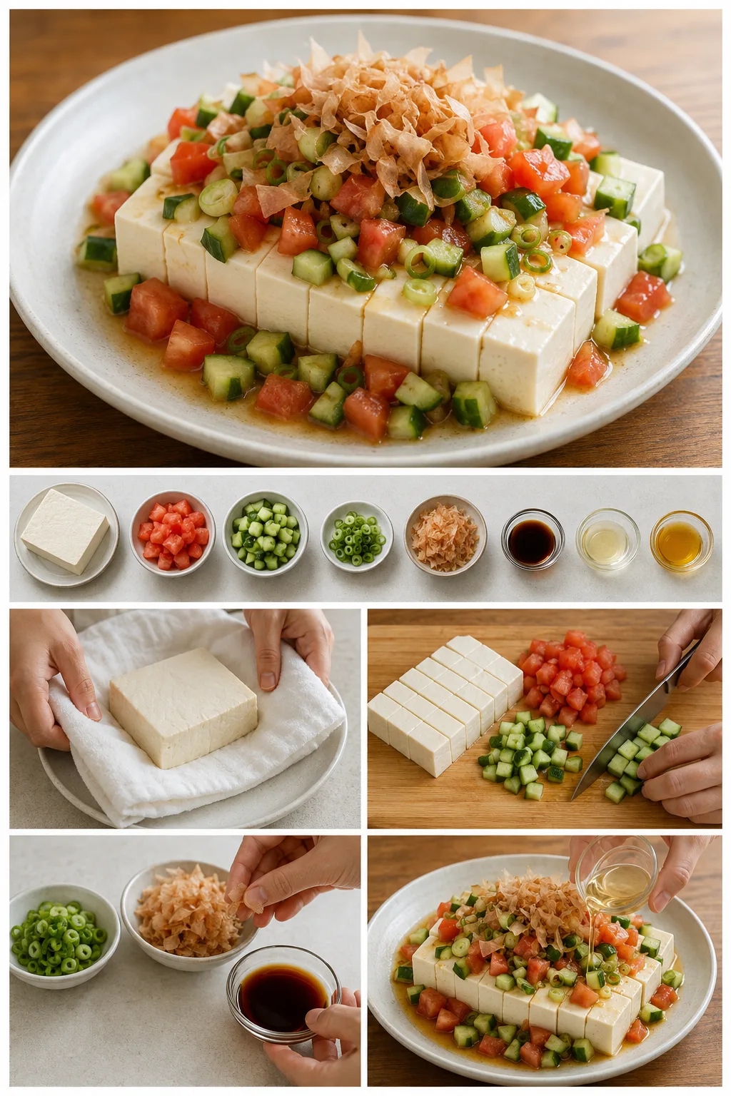 定量油鹽後完成的清爽台灣家常涼拌豆腐