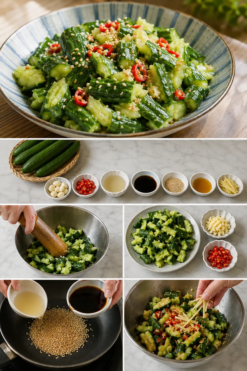 定量油鹽後完成的清爽台灣家常涼拌小黃瓜