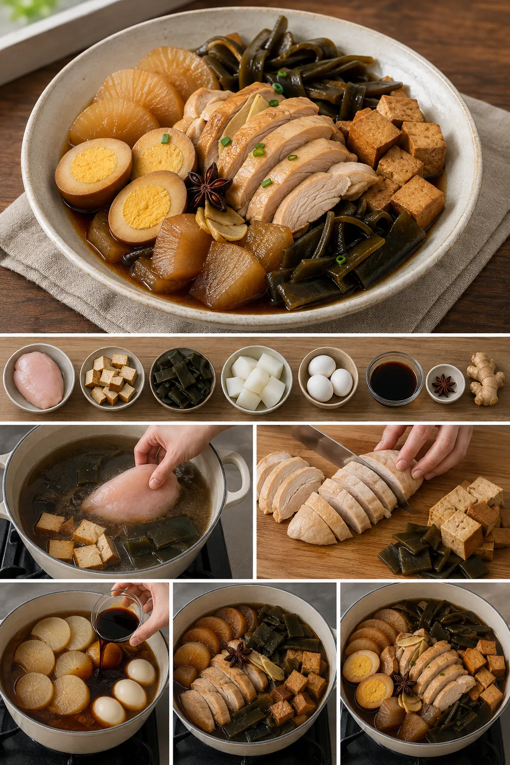 定量油鹽後完成的清爽台灣家常滷味拼盤